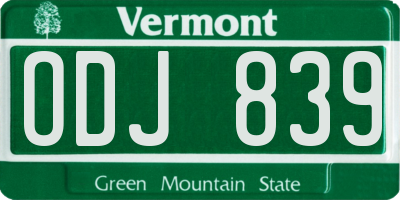 VT license plate ODJ839