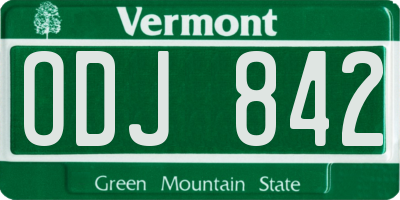 VT license plate ODJ842