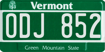 VT license plate ODJ852