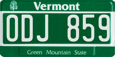 VT license plate ODJ859