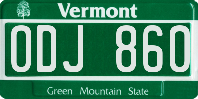VT license plate ODJ860