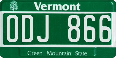 VT license plate ODJ866