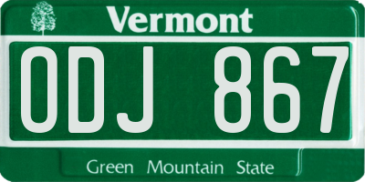 VT license plate ODJ867