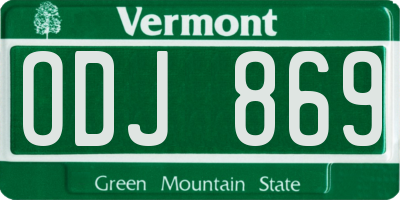 VT license plate ODJ869