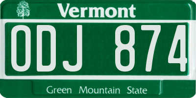 VT license plate ODJ874