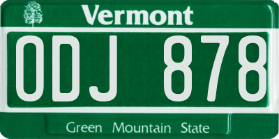 VT license plate ODJ878