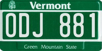 VT license plate ODJ881