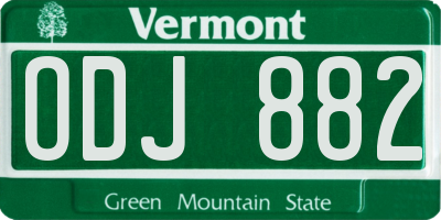 VT license plate ODJ882