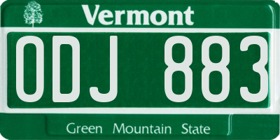 VT license plate ODJ883