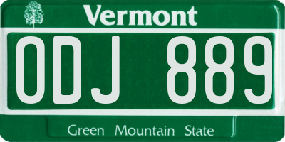 VT license plate ODJ889