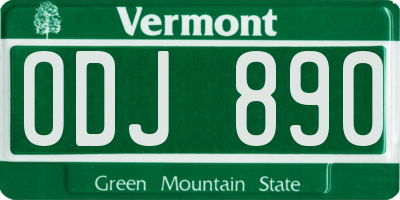 VT license plate ODJ890