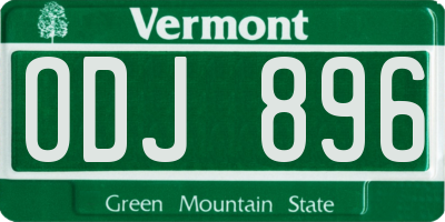 VT license plate ODJ896