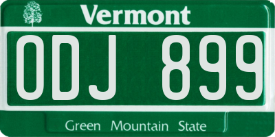 VT license plate ODJ899