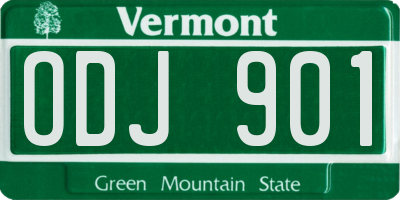 VT license plate ODJ901