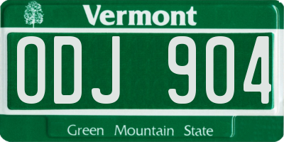 VT license plate ODJ904