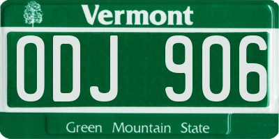 VT license plate ODJ906