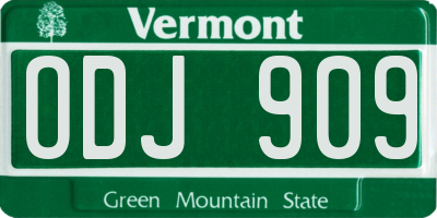 VT license plate ODJ909