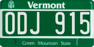 VT license plate ODJ915
