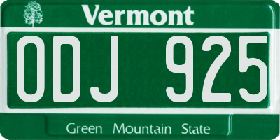 VT license plate ODJ925