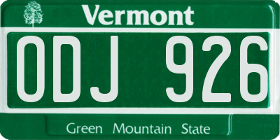 VT license plate ODJ926