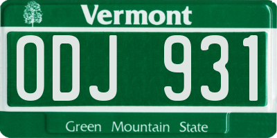 VT license plate ODJ931