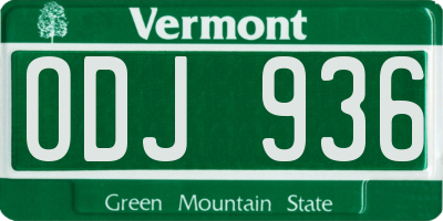 VT license plate ODJ936