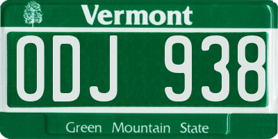 VT license plate ODJ938