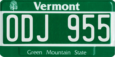 VT license plate ODJ955