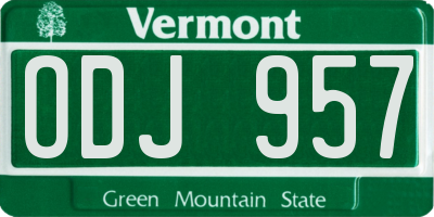 VT license plate ODJ957