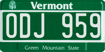 VT license plate ODJ959