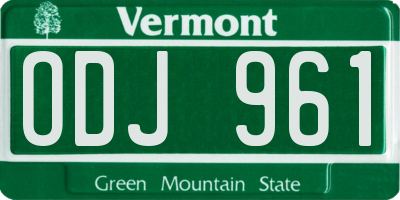 VT license plate ODJ961