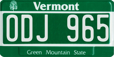 VT license plate ODJ965