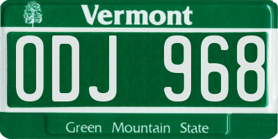 VT license plate ODJ968