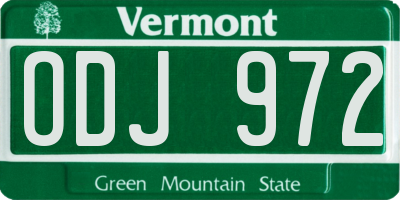 VT license plate ODJ972