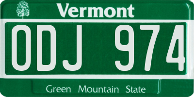 VT license plate ODJ974