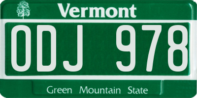 VT license plate ODJ978