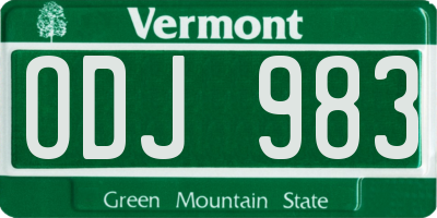 VT license plate ODJ983