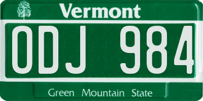 VT license plate ODJ984