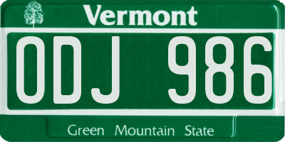 VT license plate ODJ986