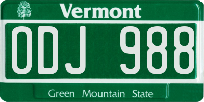 VT license plate ODJ988