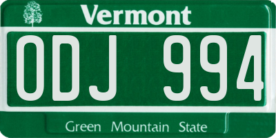 VT license plate ODJ994