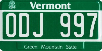 VT license plate ODJ997