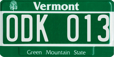 VT license plate ODK013