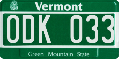 VT license plate ODK033