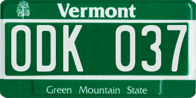 VT license plate ODK037