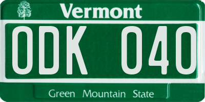 VT license plate ODK040
