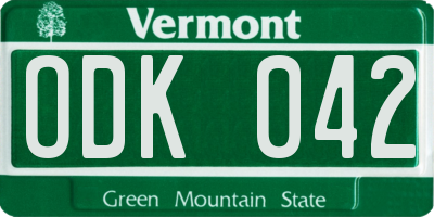 VT license plate ODK042
