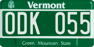 VT license plate ODK055