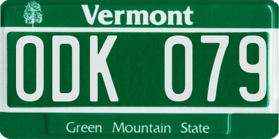 VT license plate ODK079