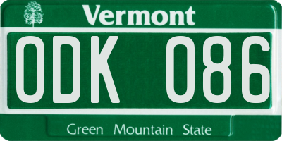 VT license plate ODK086